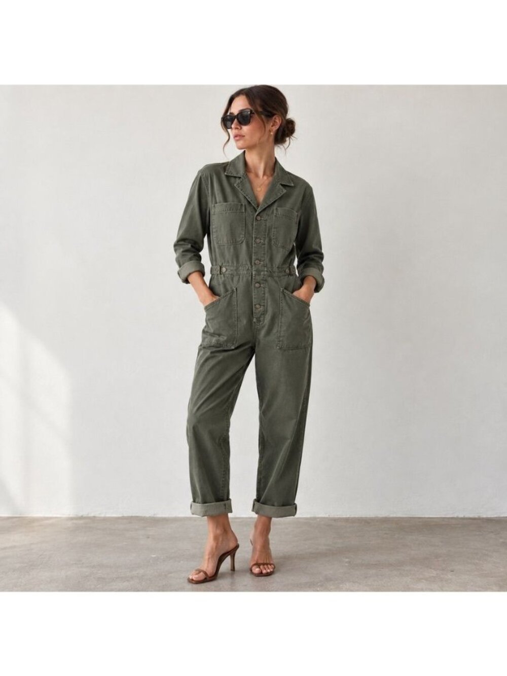 Pistola Tanner Jumpsuit Sz S Vine/Olive Utilitarian Boiler Suit Vintage Workwear